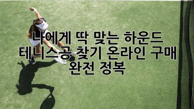 나에게 딱 맞는 하운드 테니스공 찾기: 온라인 구매 완전 정복!